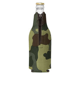 Foldable Foam Zipper Bottle Cooler - Color: Green Camo
