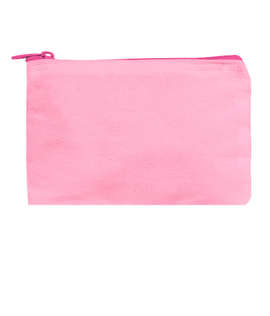 Small Colored Canvas Pouch with Colored Zipper - Color: Tickled Pink/ Drama Queen