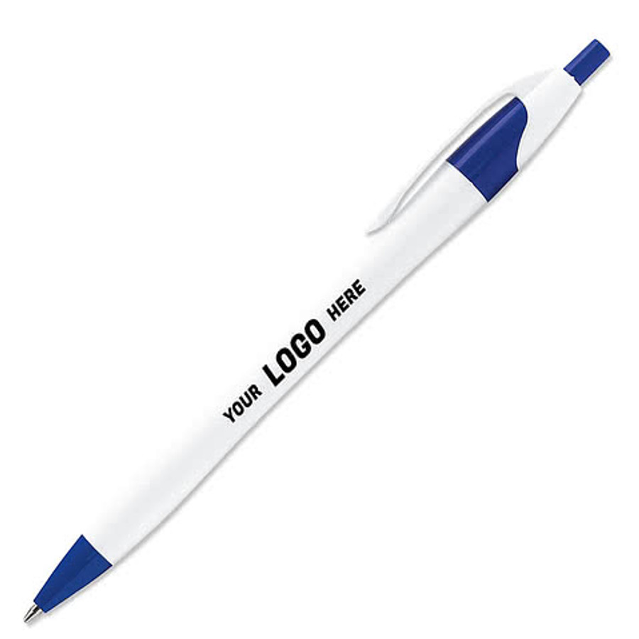 Dart White Body Retractable Pen (blue ink) in Yellow