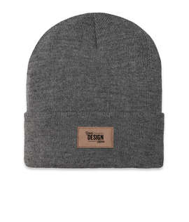 Ahead Newfoundland Cuff Beanie with Tan Rectangle Patch - Color: Charcoal Heather