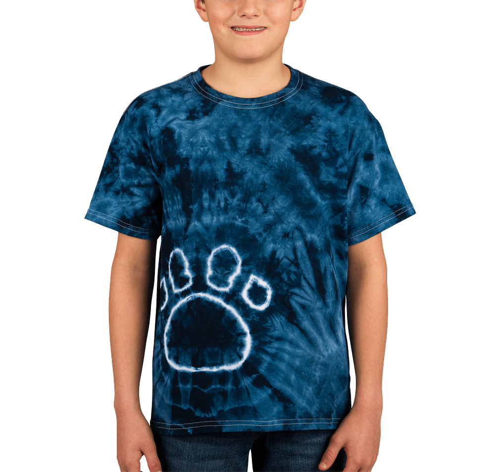 Dyenomite Youth Paw Print Tie-Dye T-shirt-default
