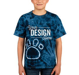 Dyenomite Youth Paw Print Tie-Dye T-shirt - Color: Black