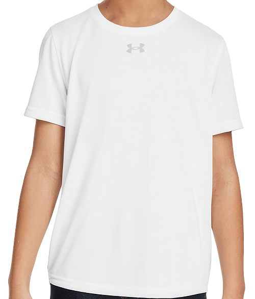Under Armour Youth Tech Team Recycled Performance Shirt in White / Mod Grey
