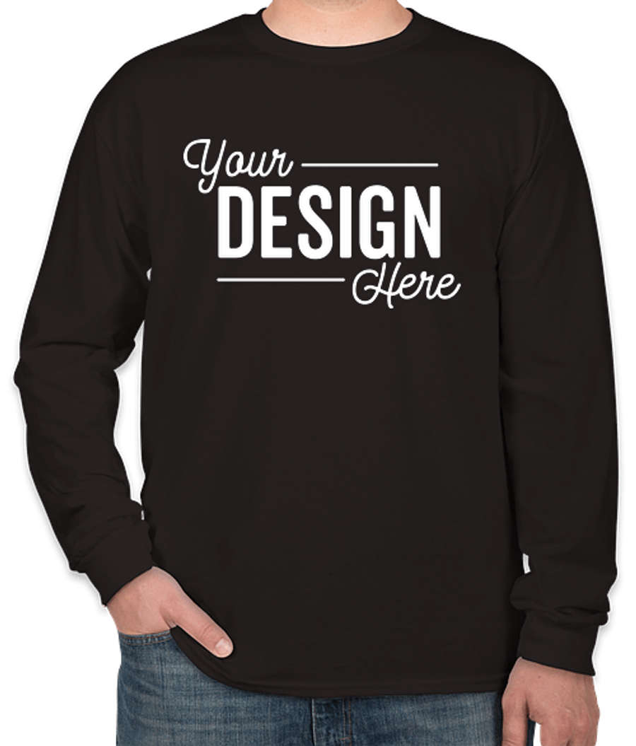 Gildan 100% Cotton Long Sleeve T-shirt in Black