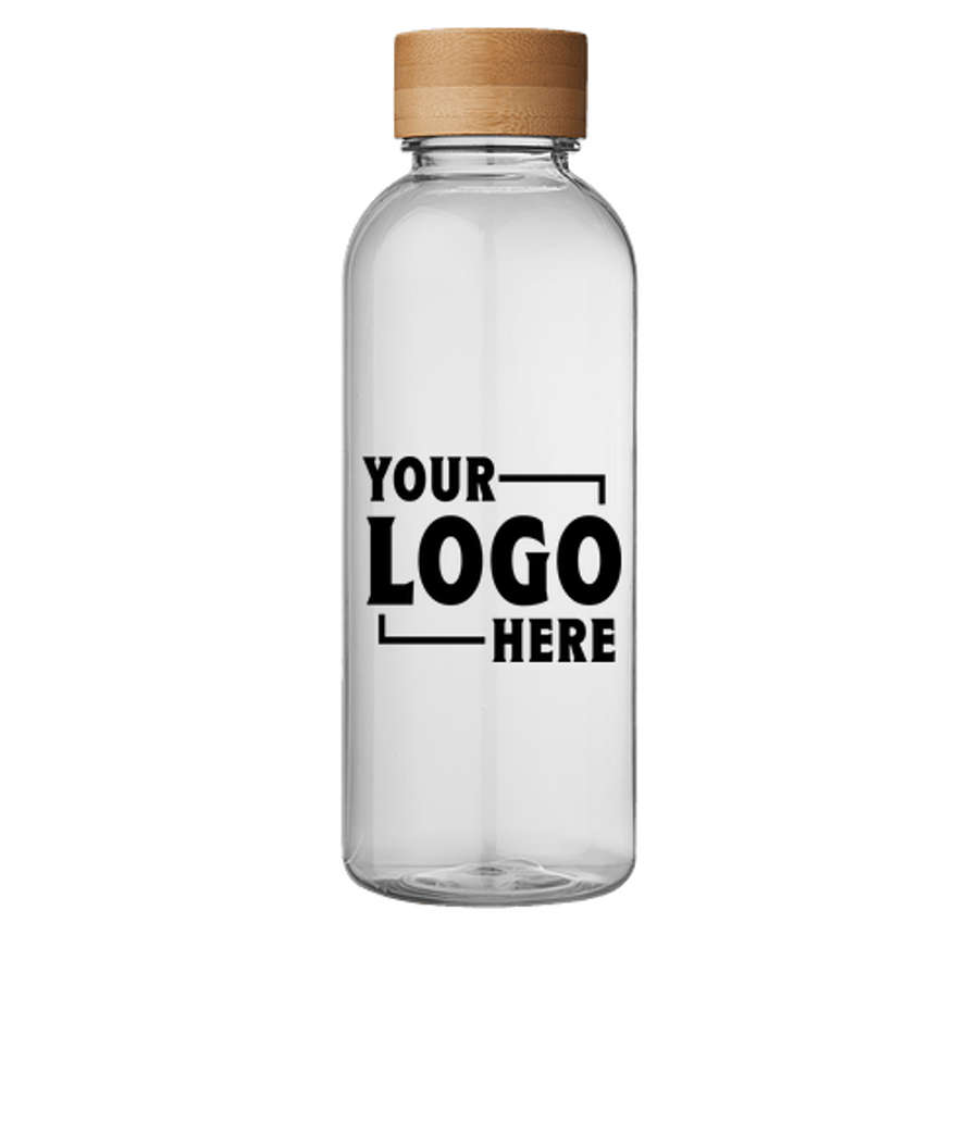 22 oz. econscious Recycled Water Bottle with Bamboo Lid in CLEAR