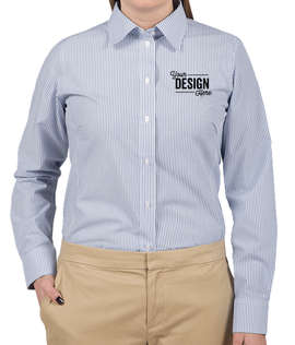 Devon & Jones Women's Banker Stripe Dress Shirt - Color: French Blue
