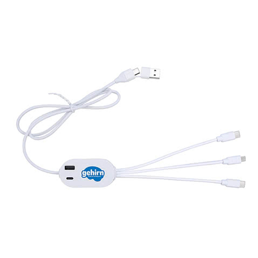 DualLink Charging Cable 2A with USB Hub in Blue