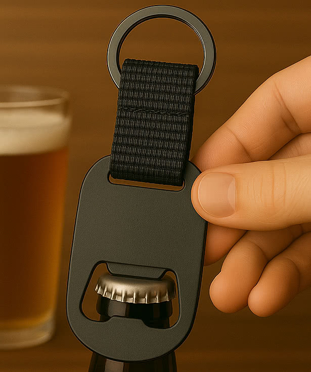 Laser Engraved Metal Keychain with Bottle Opener
