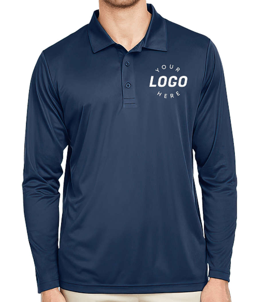 Team 365 Zone UPF 40+ Long Sleeve Performance Polo in Sport Dark Navy