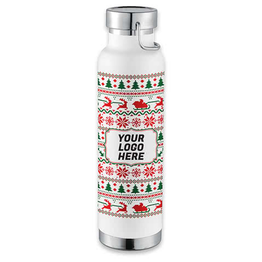Ugly Sweater 22 oz. Thor Copper Vacuum Insulated Water Bottle in White / Ugly Sweater