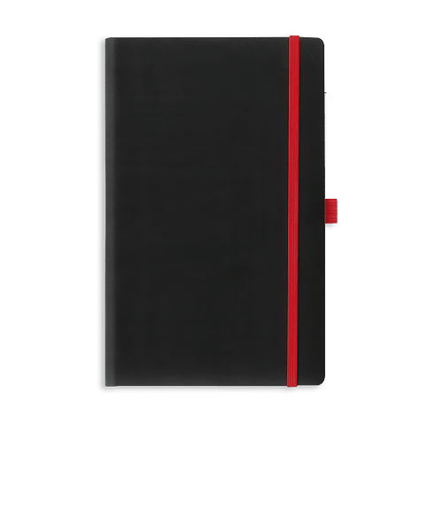 Castelli Debossed Tucson Edge Medio Lined Hard Cover Notebook in Red Edge