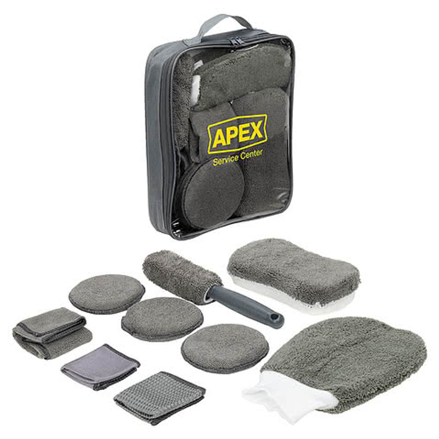 Pit Crew 9-Piece Car Wash Detailing Kit in Gray