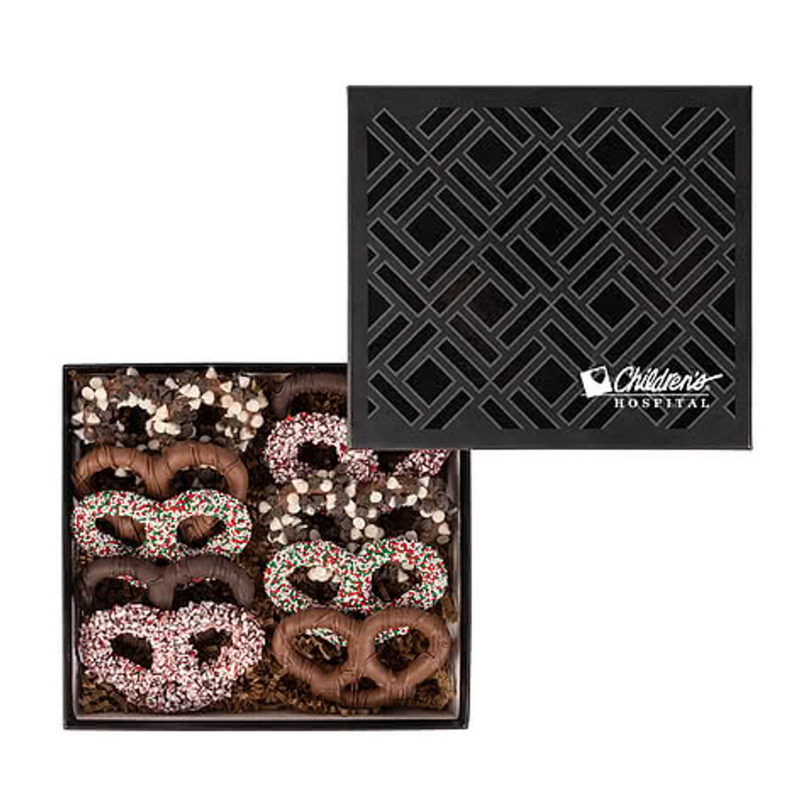 Holiday Premier Chocolate Pretzel Deluxe Gift Box in Black