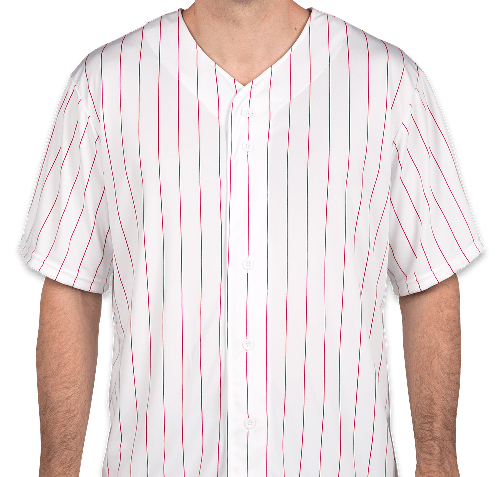 Augusta Pinstripe Full Button Baseball Jersey-default