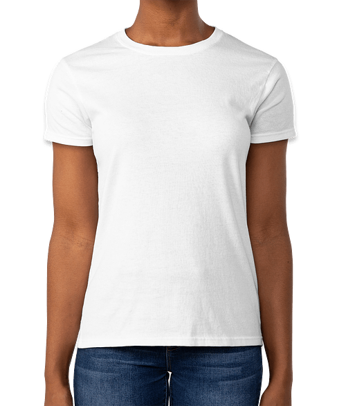 Gildan Ultra Cotton Women's T-shirt - Embroidered in White