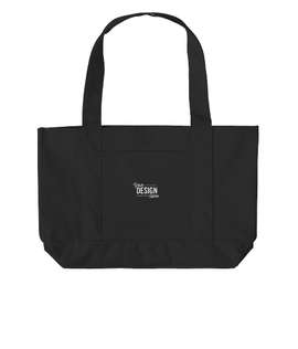 Embroidered Medium Poly Boat Tote Bag - Color: Black / Black