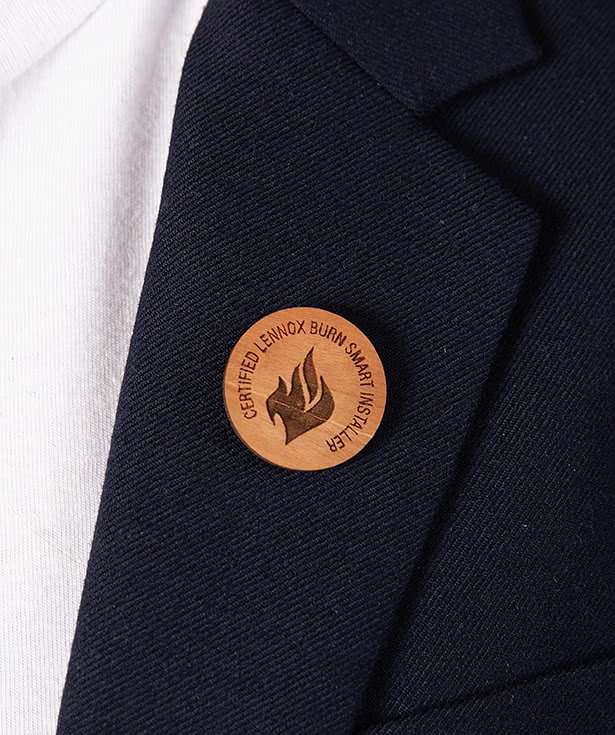 Laser Engraved 1" Round Wood Lapel Pin