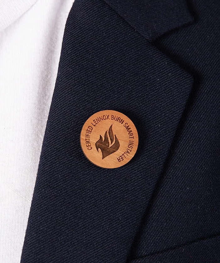 Laser Engraved 1" Round Wood Lapel Pin