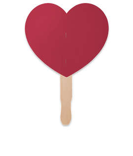 Full Color Heart Shaped Hand Fan - Color: Maroon