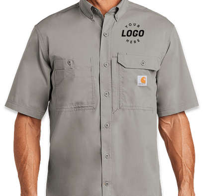 Custom 6ct. Custom Carhartt Force Ridgefield Short Sleeve Casual Shirt - Asphalt - Size L- 1-Color Text or Art Design
