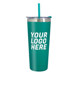 24 oz. Colma Stainless Steel Insulated Tumbler with Straw - Color: Teal