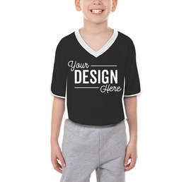 Augusta Youth Cutter+ UPF 50 V-Neck Jersey - Color: Black / White