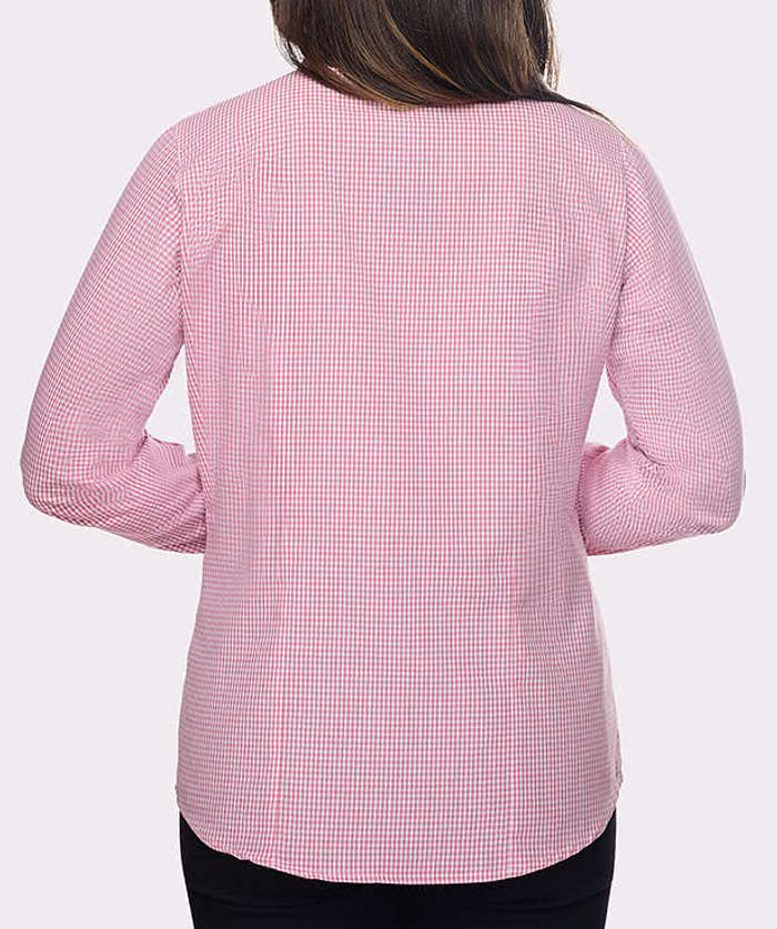 Blue Generation Women's Untucked Gingham Long Sleeve Dress Shirt