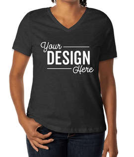 Bella + Canvas Women's Jersey V-Neck T-shirt - Color: Black Heather