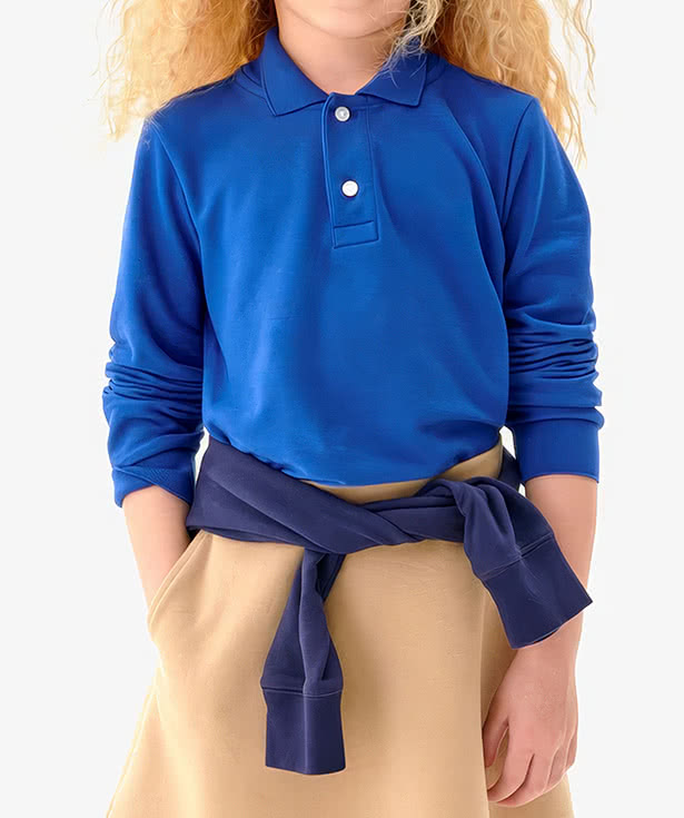 Primary Youth Recycled Long Sleeve Pique Polo