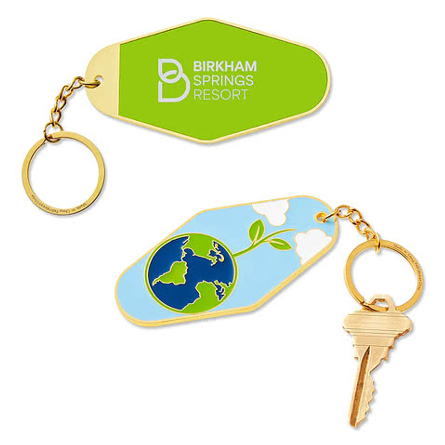 Laser Engraved Earth Day Globe Metal Keychain in Earth Day