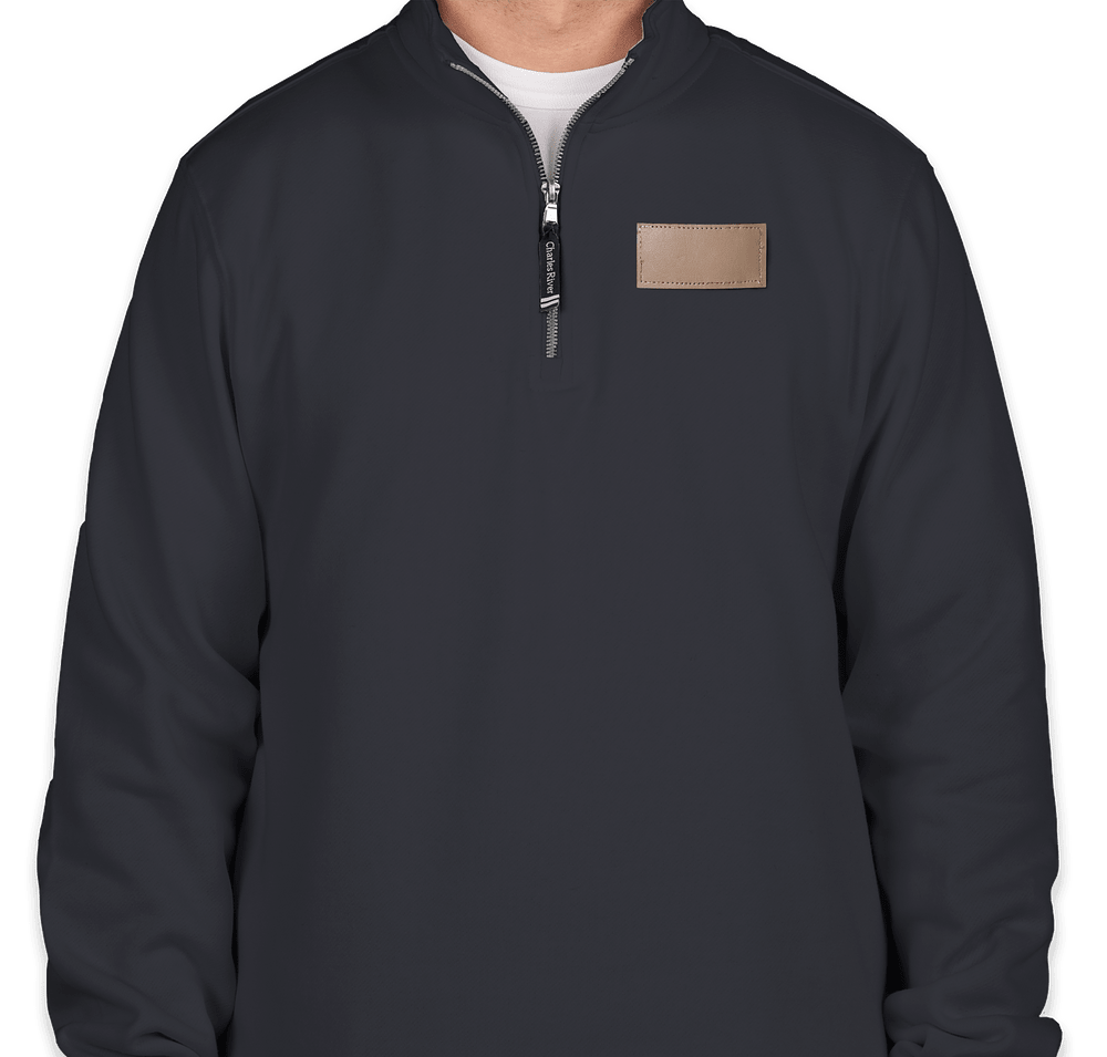 Charles River Crosswind Quarter Zip Sweatshirt - Faux Leather Patch-default