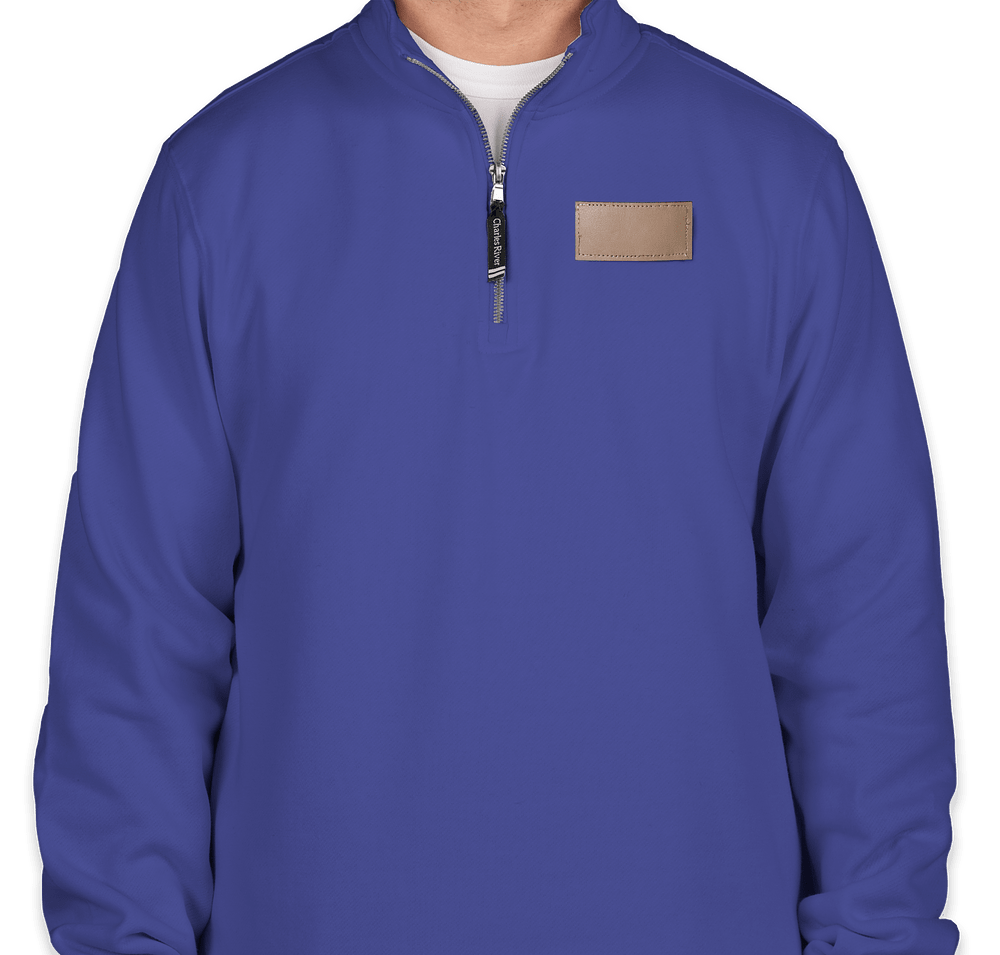 Charles River Crosswind Quarter Zip Sweatshirt - Faux Leather Patch-default