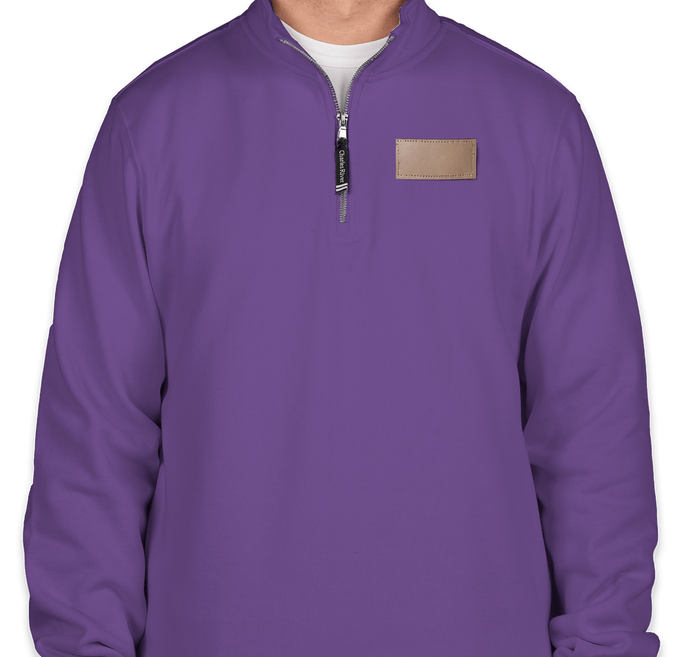 Charles River Crosswind Quarter Zip Sweatshirt - Faux Leather Patch-default