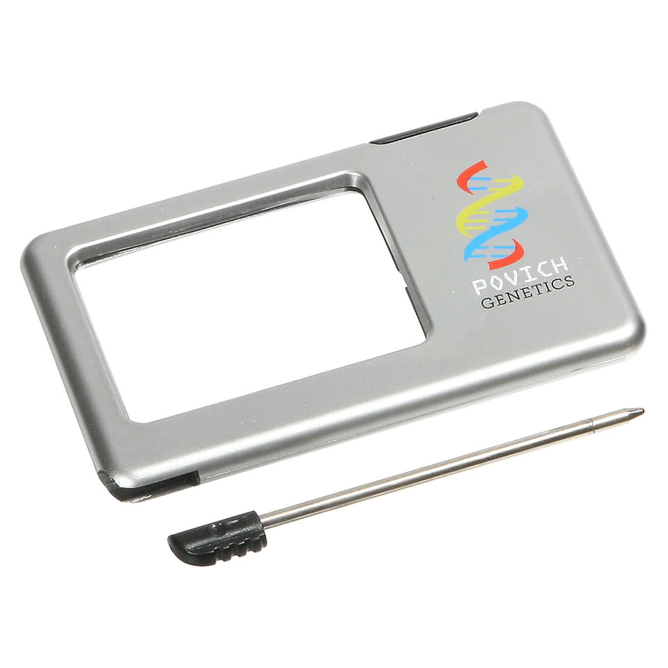 Silver Thin Light-Up Magnifier with Mini Pen