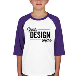 Sport-Tek Youth Raglan T-shirt - Color: White / Purple
