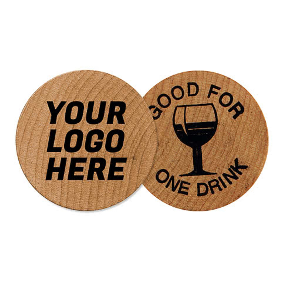 Good for One Drink Wooden Nickel in Wood