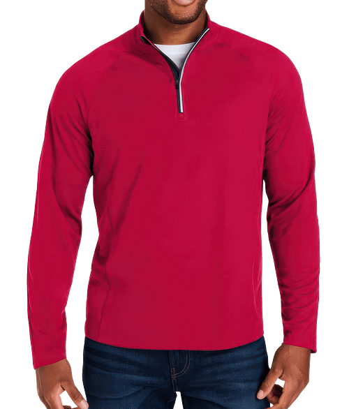 Core 365 Origin Pique Quarter Zip Performance Shirt in Classic Red/Carbon