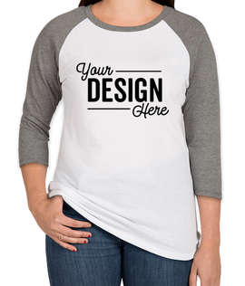 District Women's Tri-Blend Raglan T-shirt - Color: Grey Frost / White
