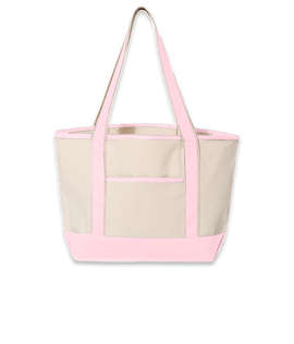 Medium Deluxe Canvas Boat Tote Bag - Color: Natural / Light Pink