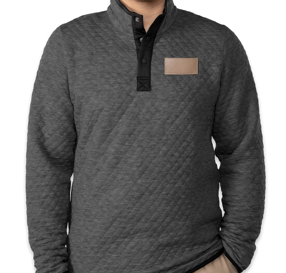 Marine Layer Corbet Quilted Snap Pullover - Faux Leather Patch-default