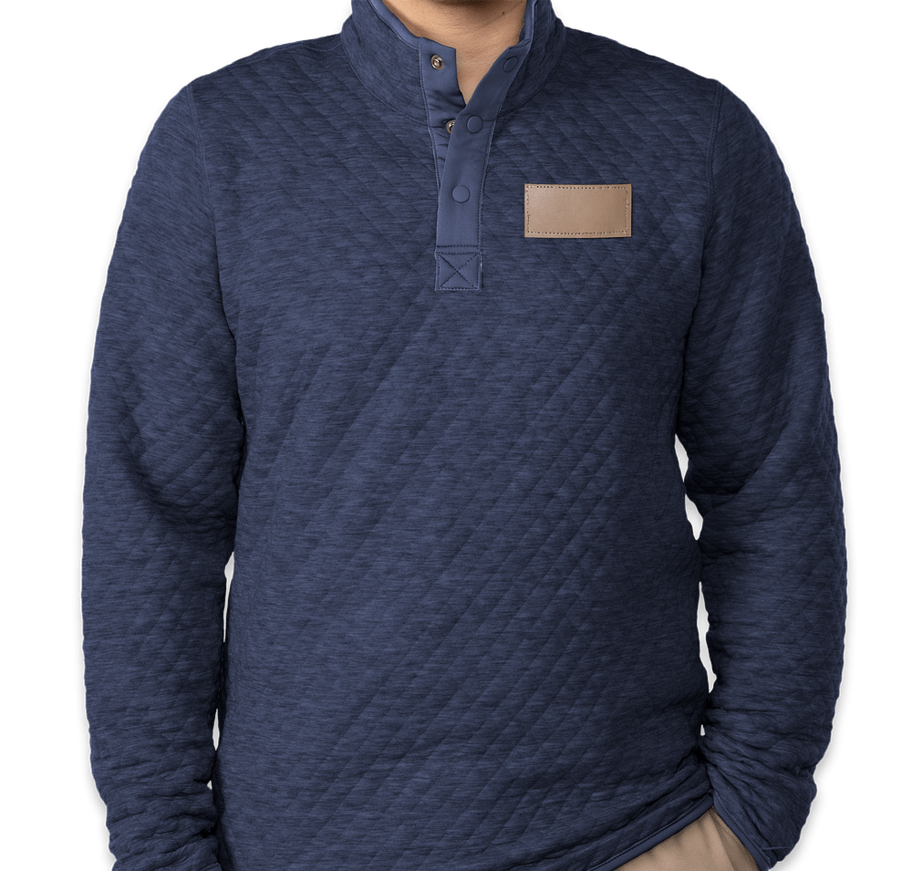 Marine Layer Corbet Quilted Snap Pullover - Faux Leather Patch-default