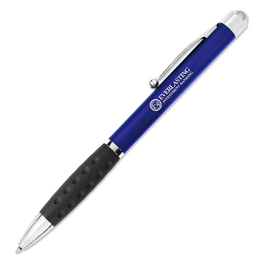Roll and Write Fidget Ballpoint Pen (black ink) in Metallic Blue