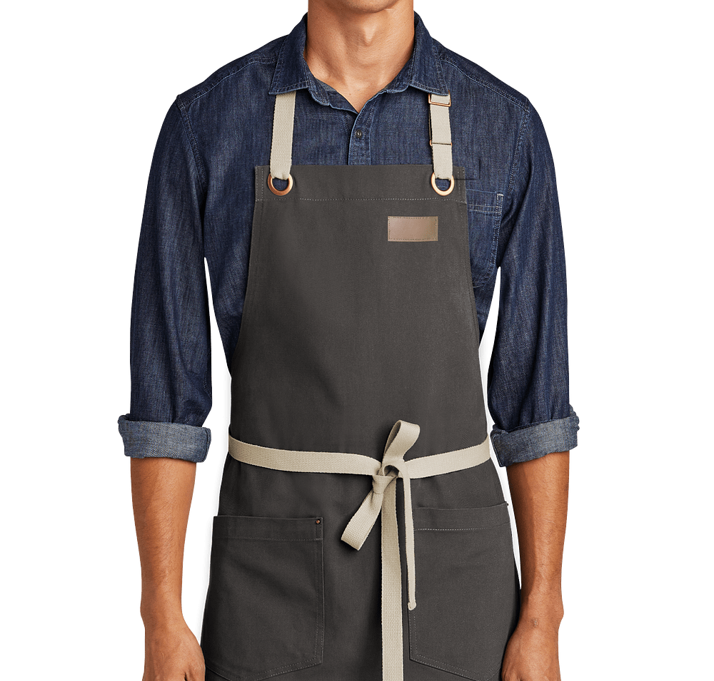 Port Authority Canvas Two-Pocket Full Length Apron  - Faux Leather Patch-default