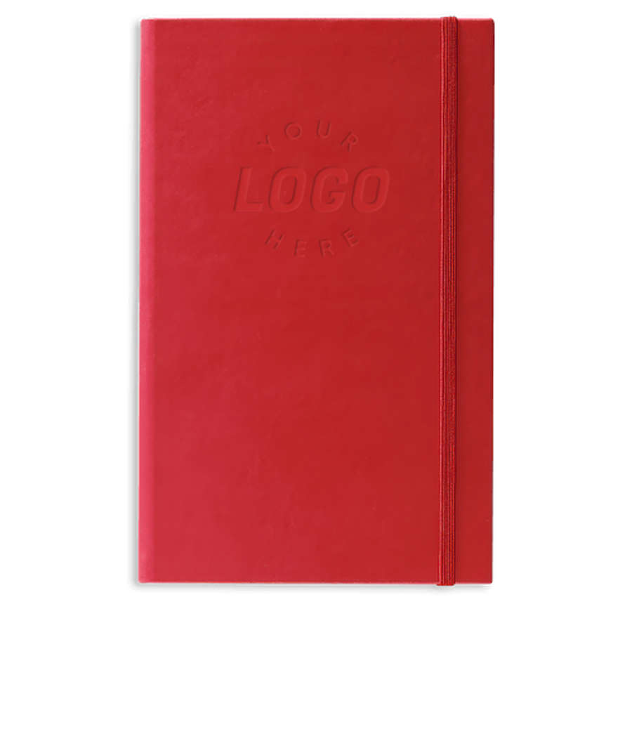 Castelli Debossed Tucson Banded Medio Lined Hard Cover Notebook in Red