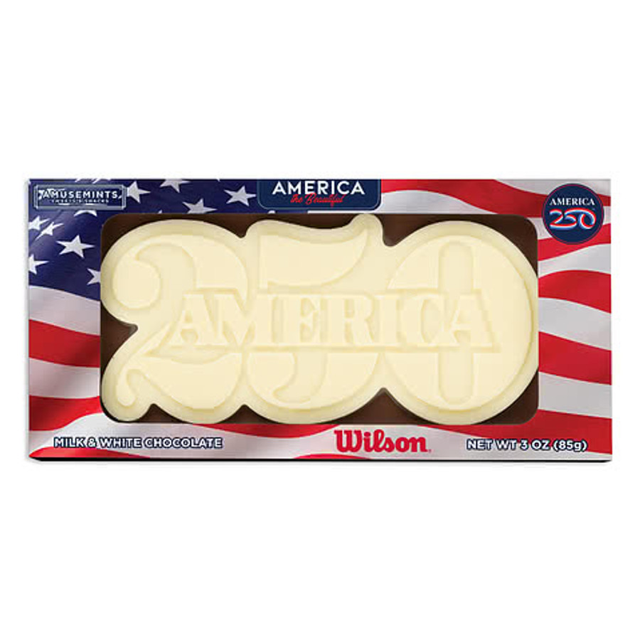 Full Color America250™ 3 oz. Two-Tone Chocolate Bar in White And Milk Chocolate