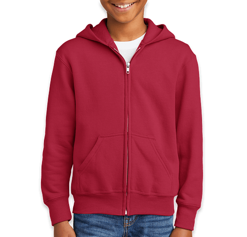 Port & Company Youth Core Zip Hoodie in Red