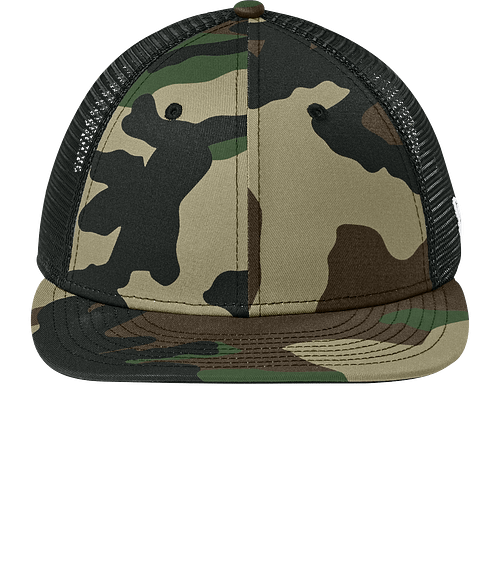 New Era Snapback Low Profile Trucker Hat in Flag Camo/Black
