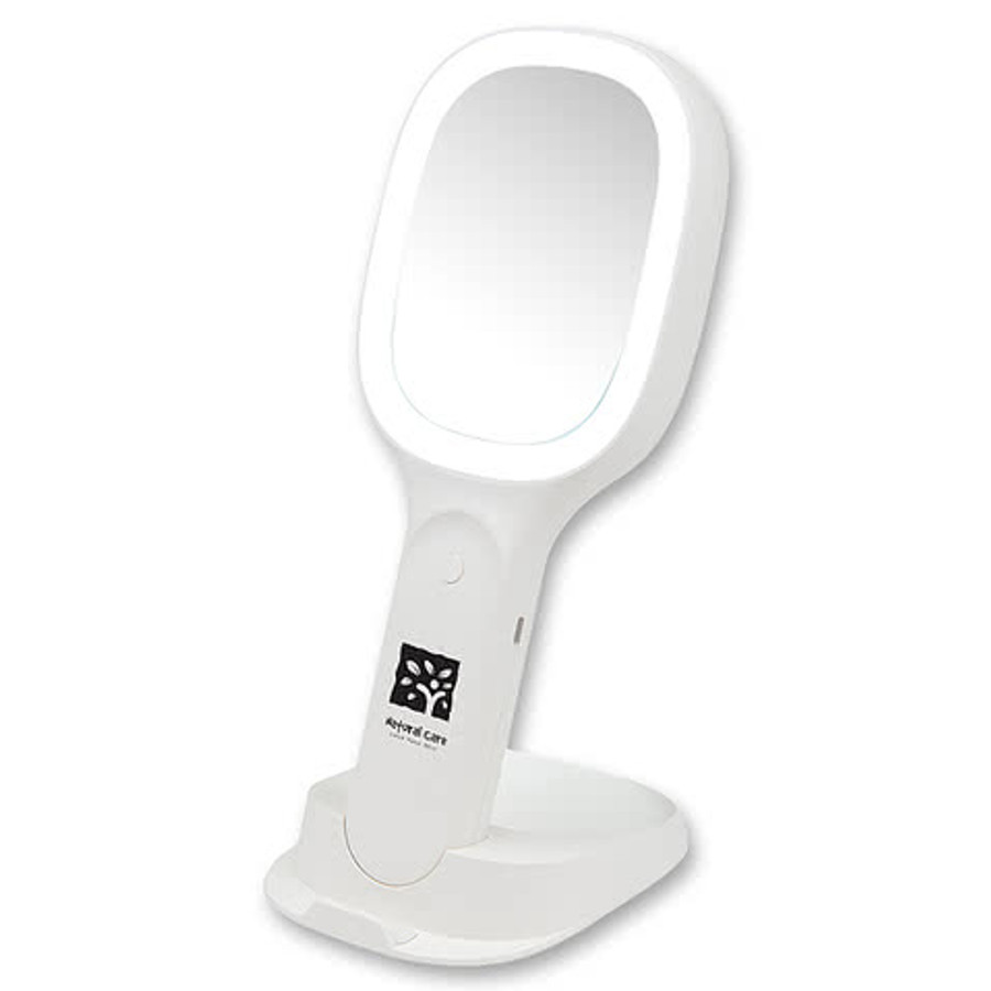 Light Up Double-Sided Mirror with Wireless Charging Handle in WHITE