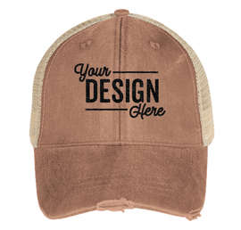 Adams Pigment Dyed Distressed Trucker Hat - Color: Mississippi Mud / Tan