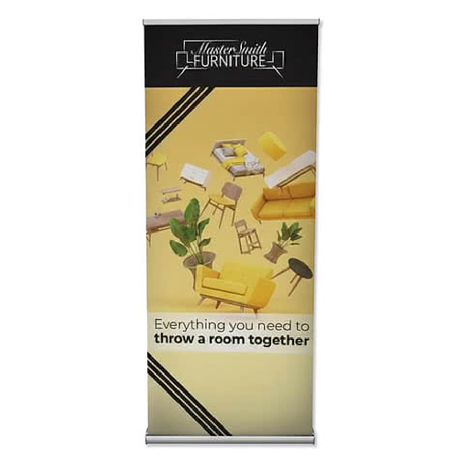 Full Color 34" x 82" Stratus Retractable Banner Kit in White